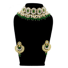 Alloy Stone Work Gold Plated Pearl & Beads Choker Necklace set - Aanya