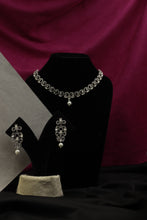 Austrian Diamond Silver Plated Designer Choker Necklace Jewellery Set - Aanya