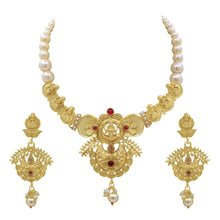 Elegant Temple look Antique Gold Plated Choker Necklace set - Aanya