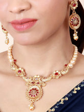 Enchanting Floral Gold Necklace Set - Aanya