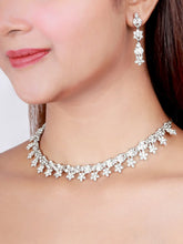 Gorgeous Look Floral Shape Design Austrian Diamond Choker Necklace Jewellery Set - Aanya