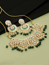 Rounded Kundan Pearl Beads Blossom Choker Set - Aanya