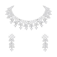 Silver Plated Simple & Beautiful Design Austrian Diamond Alloy Choker Necklace Jewellery Set - Aanya