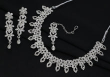 Silver plated Austrian Diamond Choker Necklace Jewellery Set - Aanya