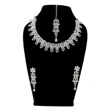 Silver plated Austrian Diamond Choker Necklace Jewellery Set - Aanya