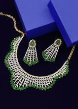 Wedding Collection Gold Plated Attractive Look American Diamond Brass Choker Necklace Jewellery Set - Aanya