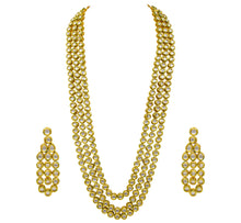 3 Layer Long Maharani Haar / Bridal Kundan Gold Plated Necklace set Women - Aanya