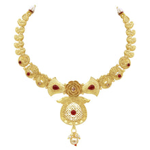 Admirable Rajwadi Floral Gold Plated Necklace set - Aanya