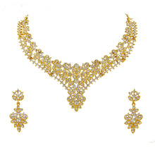 Alloy Leafy Design Austrian Diamond Choker Necklace jewellery set - Aanya