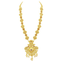 Attractive Antique Gold Plated Kempu Stone Work Long Necklace Set - Aanya