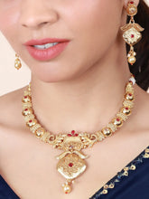 Attractive Look Antique Glossy Gold Necklace set - Aanya