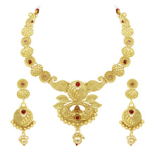 Attractive Look Filigree Work Antique Glossy Gold plated necklace set - Aanya