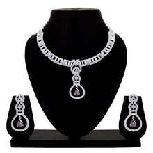 Attractive Look Silver Plated Brass American Diamond Western Collection Choker Necklace Set - Aanya