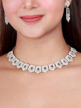 Attractive Look Western Collection Square Shape Design Austrian Diamond studded Alloy Choker Jewellery Set - Aanya