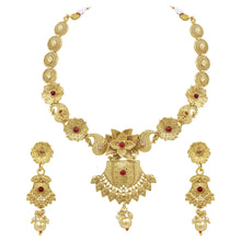 Attractive Rajwadi Look Floral Gold Plated Choker Necklace set - Aanya