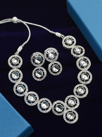 Attractive Round Designer Kundan Choker Necklace Set - Aanya