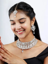 Austrian Diamond Floral Design Choker Necklace Jewellery Set - Aanya