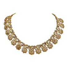 Austrian Diamond Floral Design Gold Plated Choker Necklce Jewellery Set - Aanya