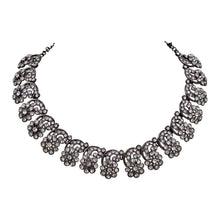 Austrian Diamond Floral Design Oxidised Choker Necklce Jewellery Set - Aanya
