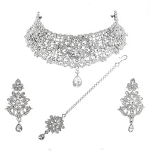 Austrian Diamond Stone Work Choker Necklace Jewellery Set - Aanya