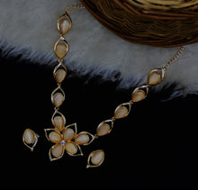 Beautiful Floral Design Peach Color Choker Necklace Jewellery Set - Aanya