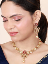 Classic Floral Textured Antique Gold Plated Necklace Set - Aanya
