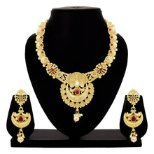 Classic Floral Textured Gold Plated Necklace Set - Aanya