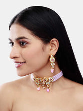 Crystal Beads Gold Plated Kundan Stone Work Patti Choker Necklace  Jewellery Set - Aanya