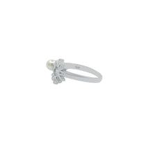 Delicate Floral Pearl 925 Silver Adjustable Ring - Aanya
