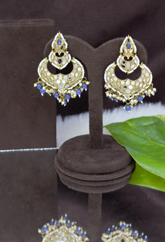 Designer Traditional Mirror Work Pearl Earring For Women & Girls - Aanya