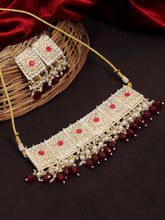 Elegant Square Pearl Beaded Kundan Traditional Choker Set - Aanya