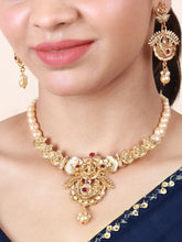 Elegant Temple look Antique Gold Plated Choker Necklace set - Aanya