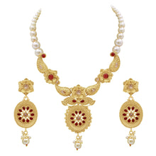 Enchanting Floral Gold Necklace Set - Aanya