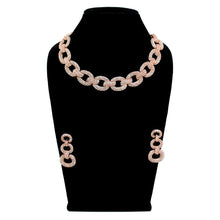 Ethnic Collection Party Wear Rose Gold Plated Austrian Diamond Link Choker Necklace Jewellery Set - Aanya