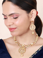 Ethnic Floral Peacock Antique Gold Plated Necklace set - Aanya