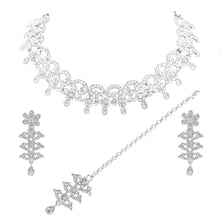 Ethnic party wear Alloy Silver Plated Choker Necklace Jewellery Set - Aanya