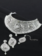 Exclusive Floral Design Austrian Diamond Wedding Collection Choker Necklace Jewellery set - Aanya