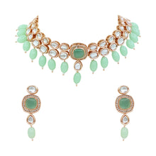 Exquisite Designer Square Kundan Beaded Choker Necklace Set - Aanya