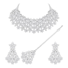 Exquisite Floral-shaped Austrian Stone Wedding Choker Necklace Set - Aanya