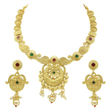 Floral Antique Gold Plated Necklace Set - Aanya