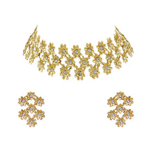 Floral Design Gold Plated Patti Choker Necklace Jewellery Set - Aanya