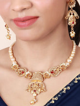 Floral Glossy Antique Gold Plated Necklace set - Aanya