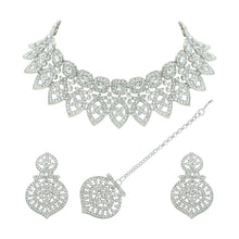 Floral Twilight Sparkle Austrian Diamond Choker Necklace set Aanya