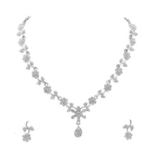 Floral & Leafy Design Austrian Diamond Choker Necklace Set - Aanya