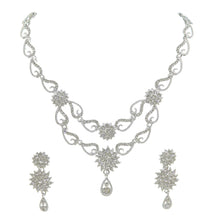 Flower Design Austrian Diamond Choker Necklace Jewellery Set - Aanya