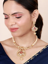 Flowery Antique Gold Plated Necklace set - Aanya