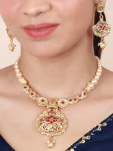 Flowery Antique Gold Plated Necklace set - Aanya