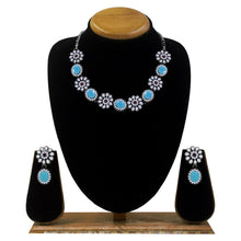 Glamorous Look Black Plating Floral Design Kundan Stone work Chokar Necklace Jewellery Set - Aanya