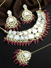 Glamorous Look Gold Plated Kundan Stone & Beads Choker Necklace Set Aanya