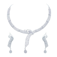 Glamorous Look Western Designer Collection Brass Silver Plated American Diamond & CZ Stone studded Choker Necklace Set - Aanya